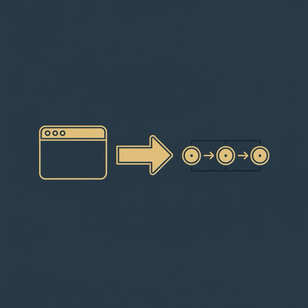 Minimal vector infographic of a browser icon, export-to-CSV arrow and small automation flow diagram on dark blue background for MozBar