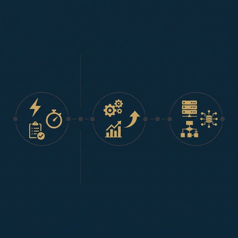 Minimal 2D vector roadmap infographic showing 30 to 90 day timeline with quick win icons and platform work icons for website optimization services