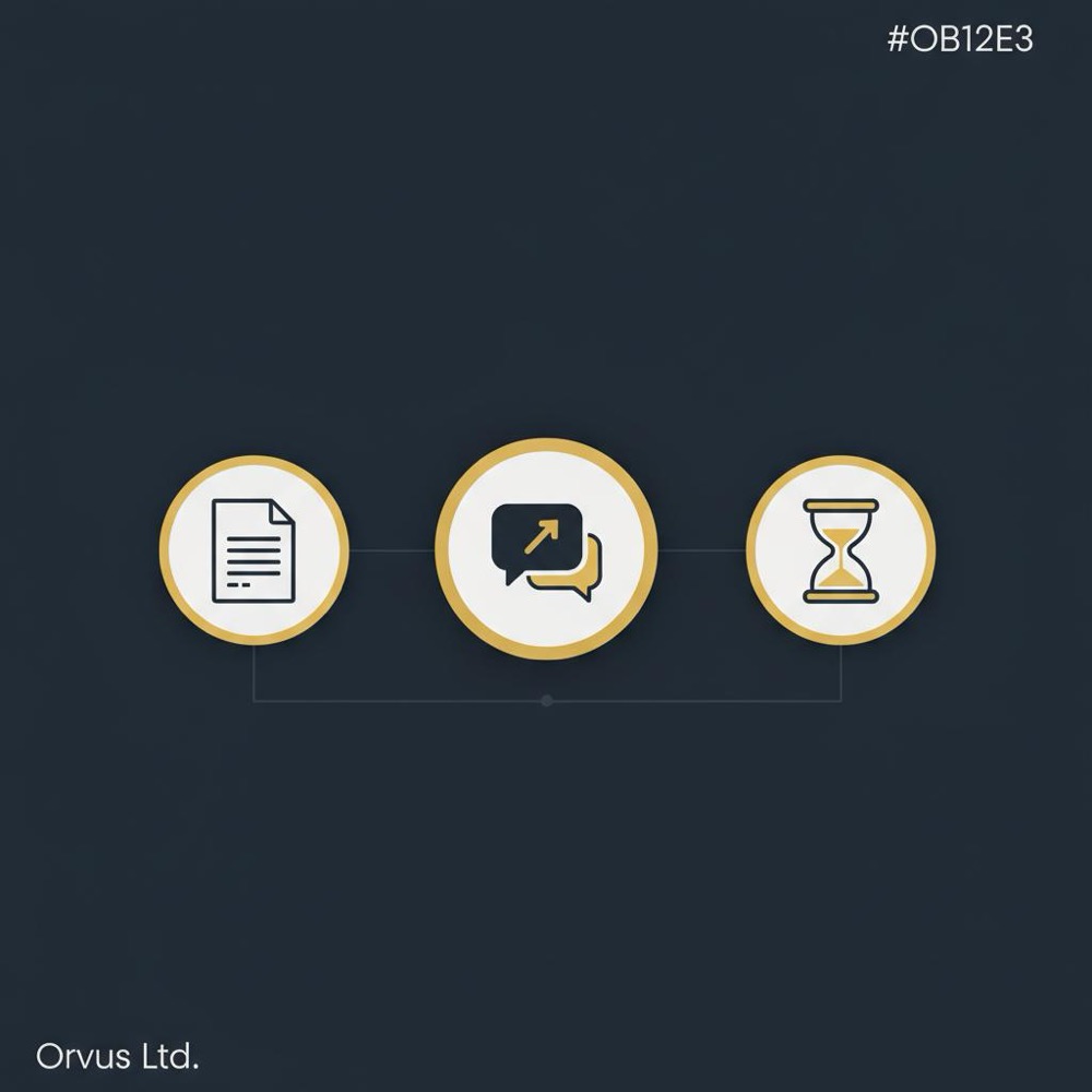 Minimalist 2D vector infographic in Orvus Ltd. colors showing a three-step appeals checklist with icons for document, appeal, and hourglass - why are Google reviews removed