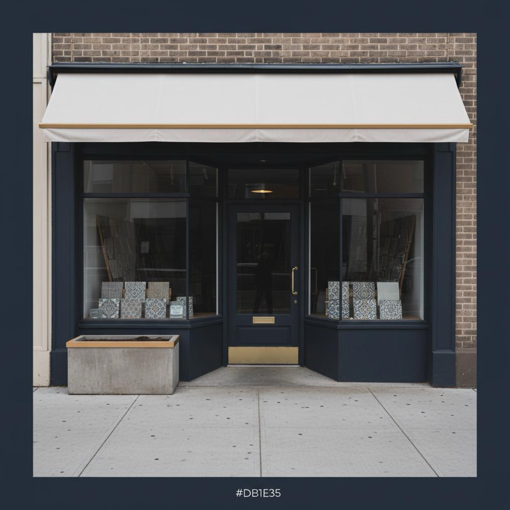 Full-frame photo of a small minimalist locksmith storefront with subtle #0B1E33 frame and #C8A45D accents in natural light - google ads daily budget